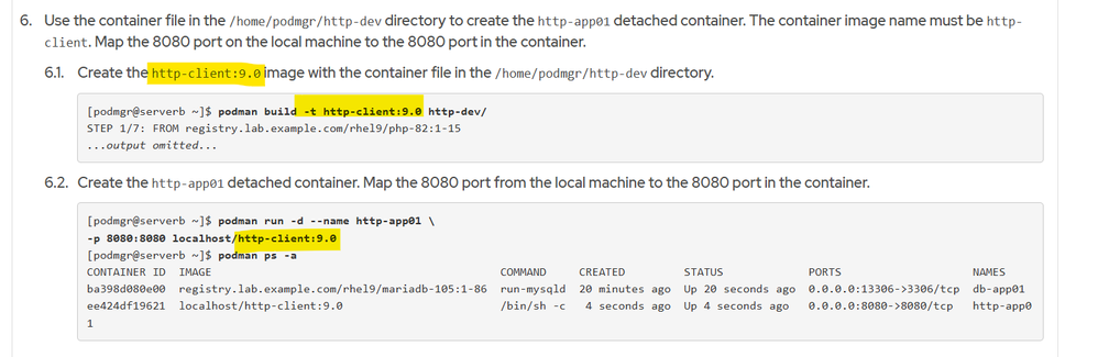 This shows the image name used in the solution and grading script. It requires the 9.0 tag, which is not mentioned in the instructions above.