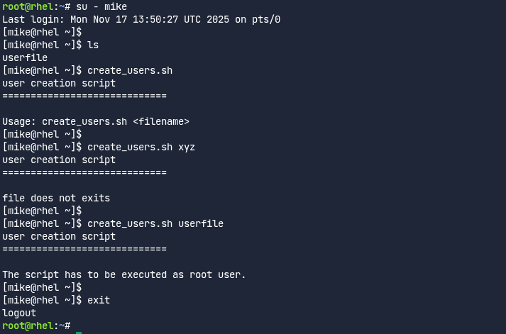 Testing it as a regular user mike