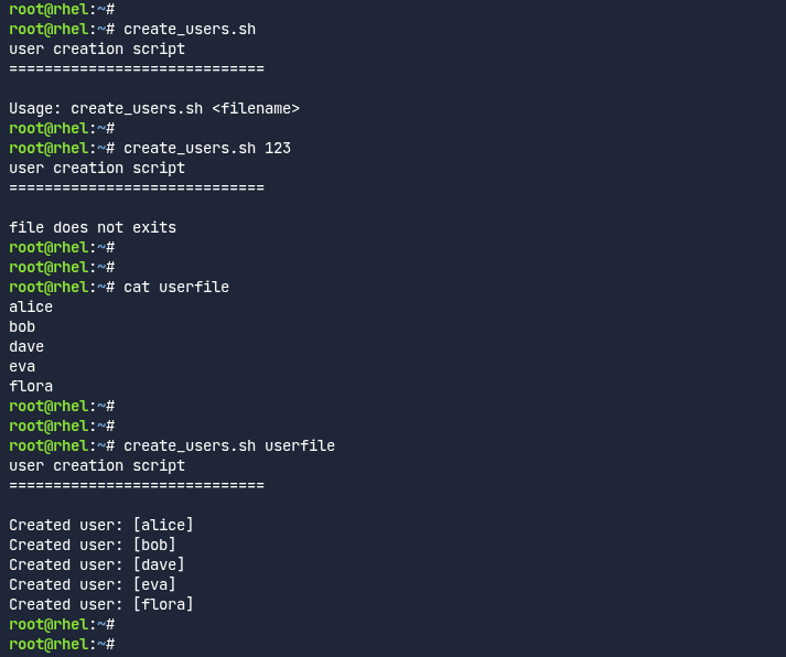 Performing the user creation as root
