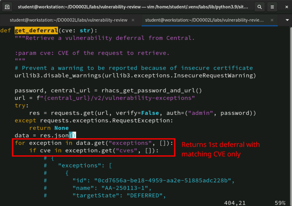 Grading script helper function returns 1st CVE deferral only with matching CVE