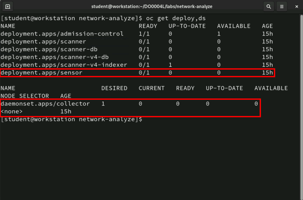 RHACS sensor and collector workloads not available