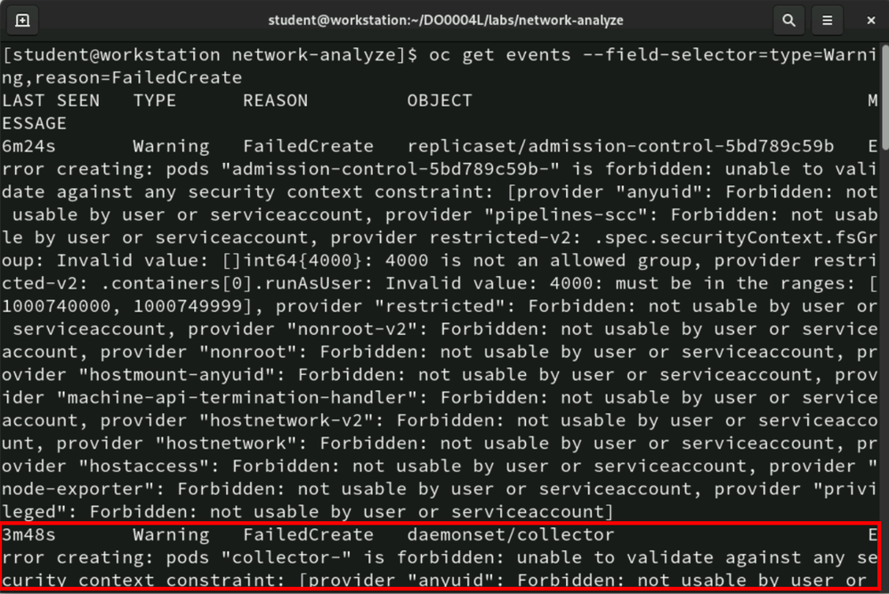 RHACS collector ServiceAccount missing binding for appropriate SCC