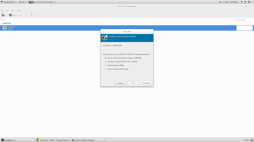 Creating VM in Virt-Manager - Step 1 ( choose local media iso)