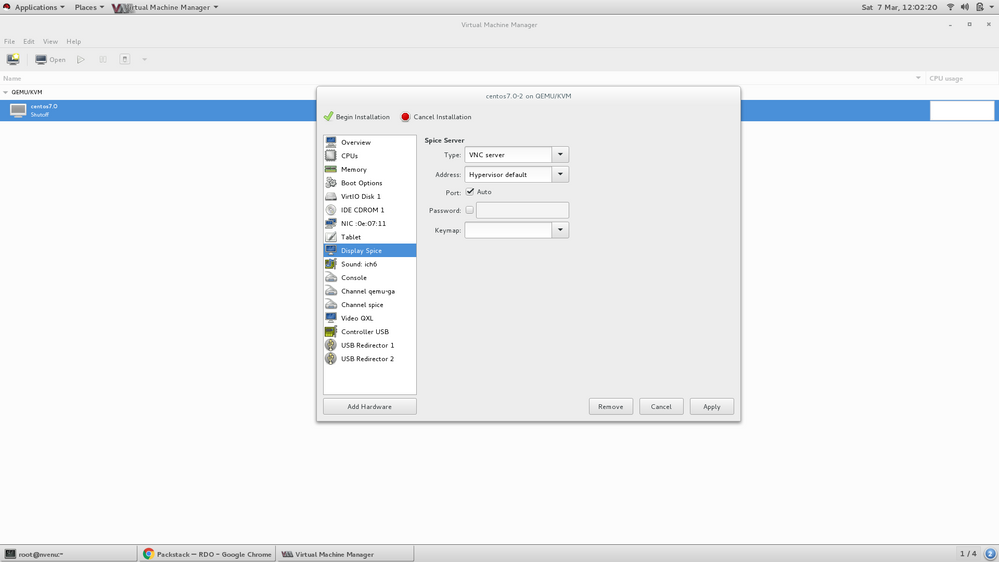 Creating VM in Virt-Manager - Step 6 ( chose Display spice as VNC Server)