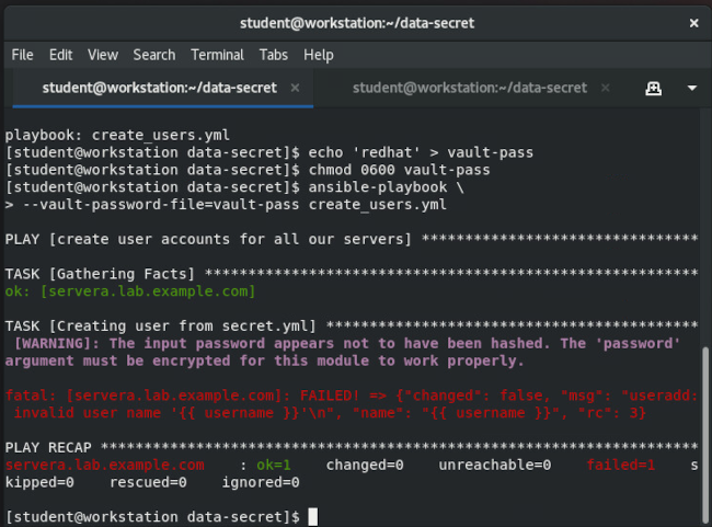 Playbook failed to execute.