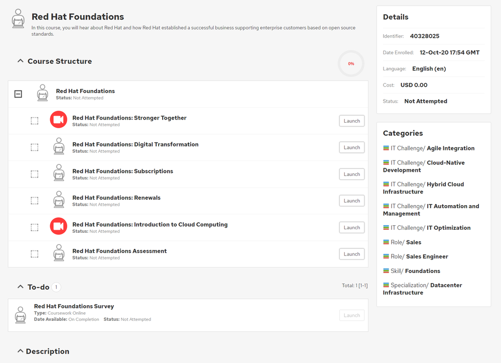 Red Hat Foundations course