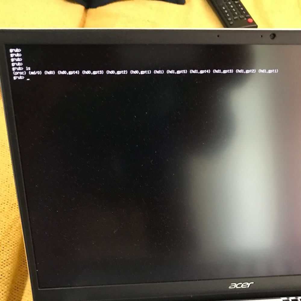 Notebook Acer - Stoped Grub